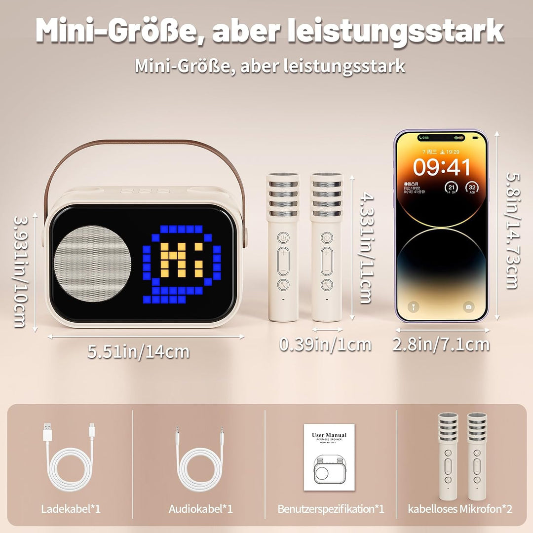 JYX Karaoke Anlage mit 2 Mikrofonen, Karaoke Maschine Kinder mit Professionellem Begleitmodus, Bluet