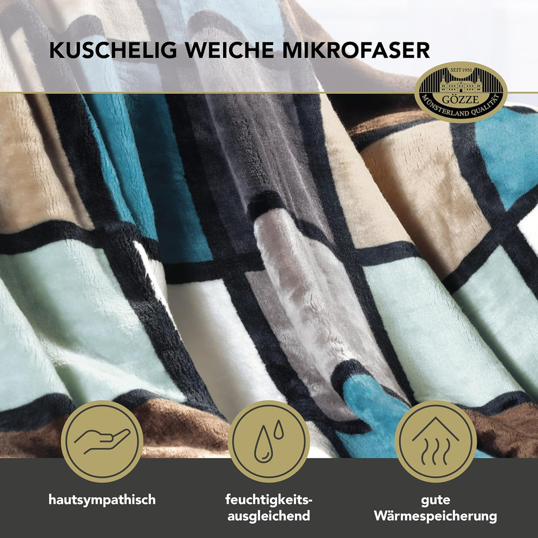 Gözze - Weiche Kuscheldecke, Cashmere Feeling, Hohes Stoffgewicht 500 g/m², Antigua, 150 x 200 cm -