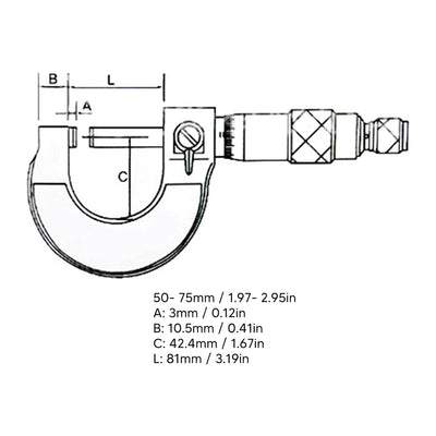 Bügelmessschraube 50-75 mm Bereich Messschraube 0.01mm Auflösung Mikrometer Mikrometerschraube Metri