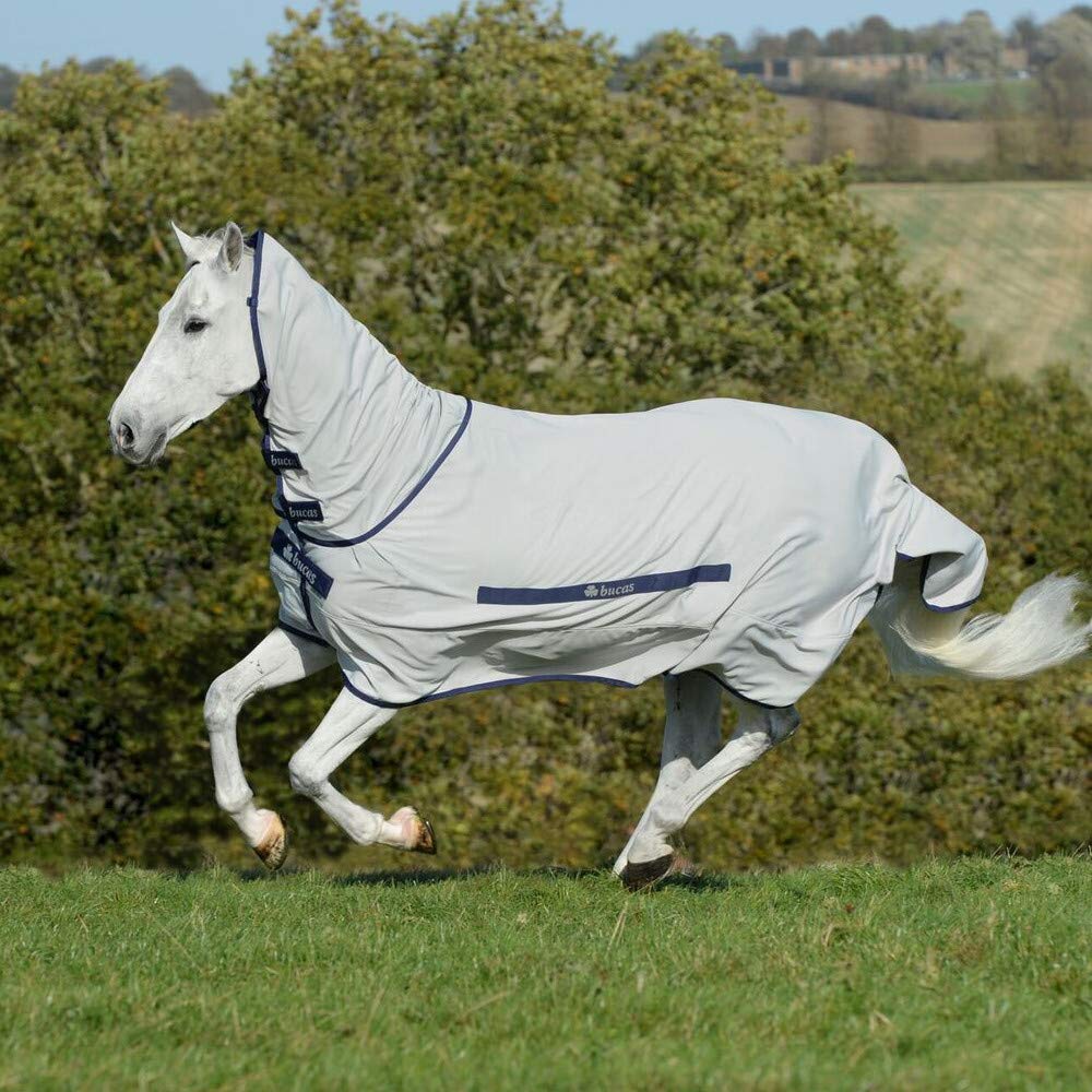Bucas Sweet Itch Full Neck Fly Rug 5ft9 Silver Blue 130, 130