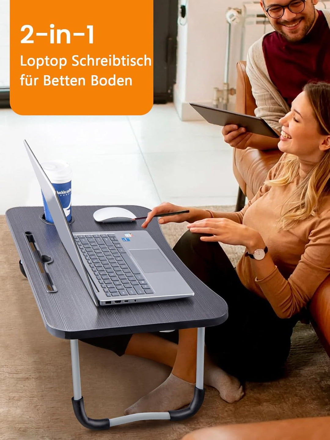Youyijia Laptoptisch Betttablett Tablet-Ständer & Becherhalter – Laptop Tisch für Bett, Sofa & Boden