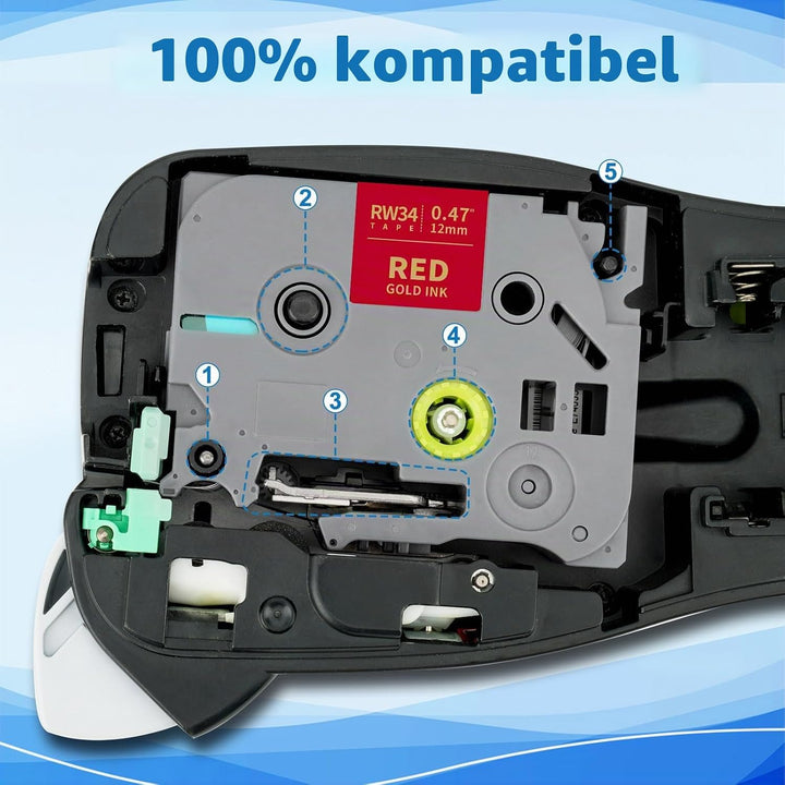 5x Pristar kompatibel Textil-Schriftband für Brother P-touch TZe-R531 TZe-RE31 TZe-RE34 TZe-RN34 TZe
