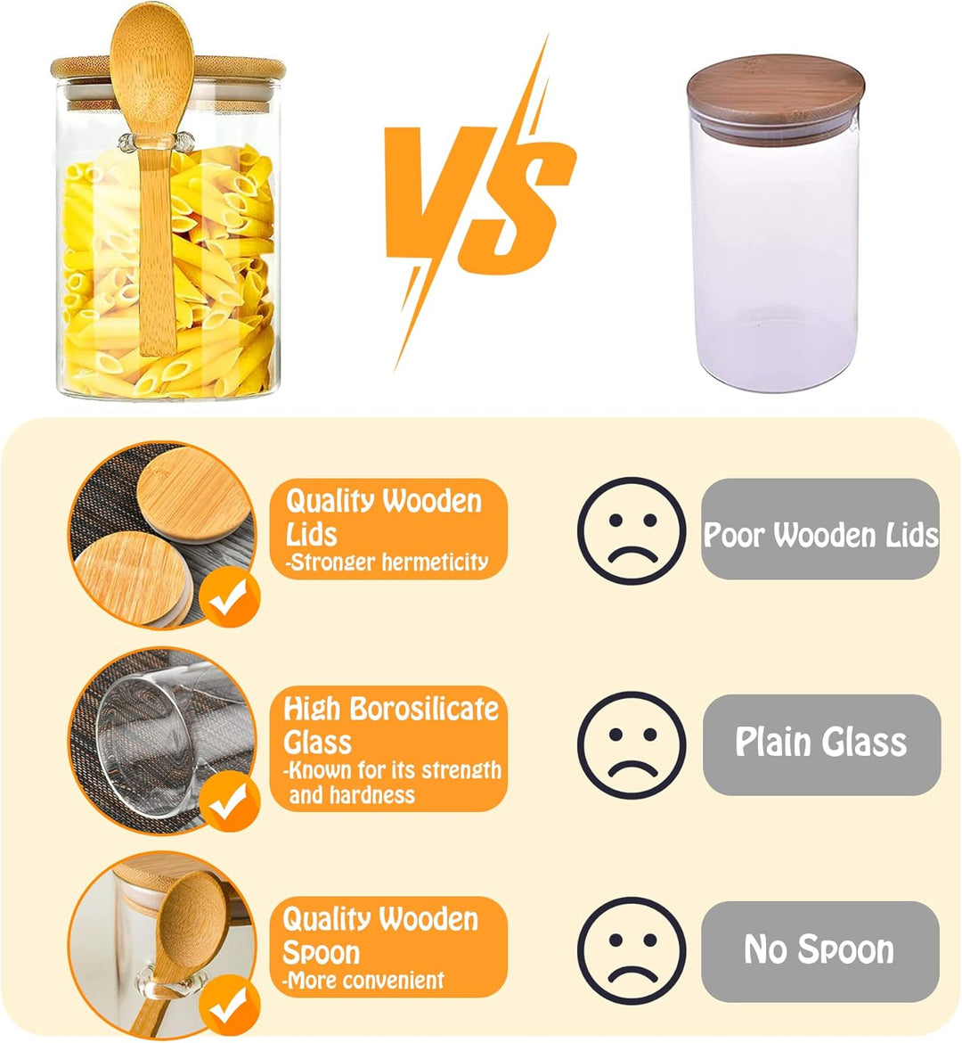 Vorratsgläser mit Deckel und Löffel, 2er Set 540ml Overnight Oats Gläser, Vorratsdosen Glas, Glasbeh