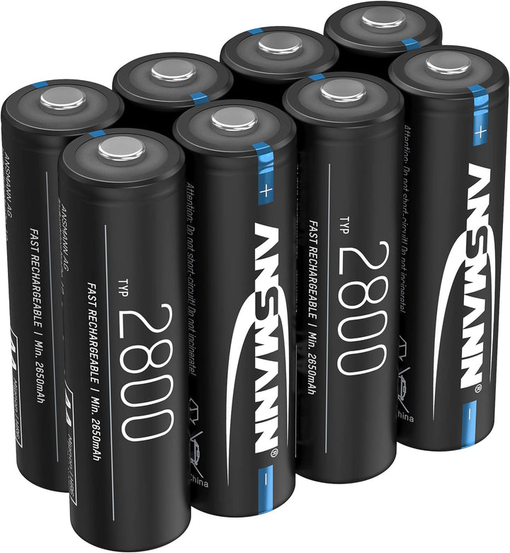 ANSMANN Akku AA Typ 2800mAh NiMH 1,2V - Mignon AA Batterien wiederaufladbar, hohe Kapazität (8 Stück