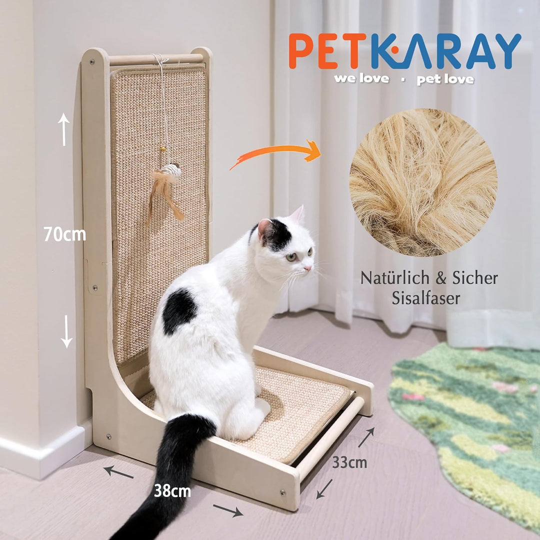 Katzenkratzbrett, Sisal-Kratzmatte, L-förmiges Kratzbrett für Wohnungskatzen, Bodenmontierter Kratze