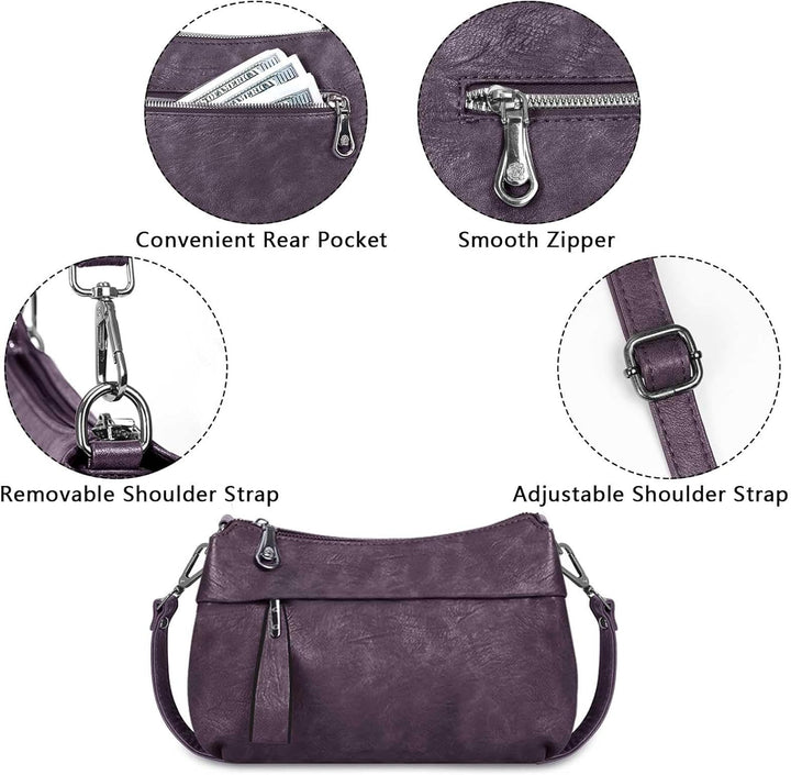 HUA ANGEL Mittelgross Handtasche Damen UmhäNgetasche Echt Leder Mit Mehreren Fächer Für Handy Und Po