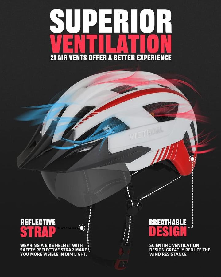 VICTGOAL Fahrradhelm MTB Mountainbike Helm mit magnetischem Visier Abnehmbarer Sonnenschutzkappe und