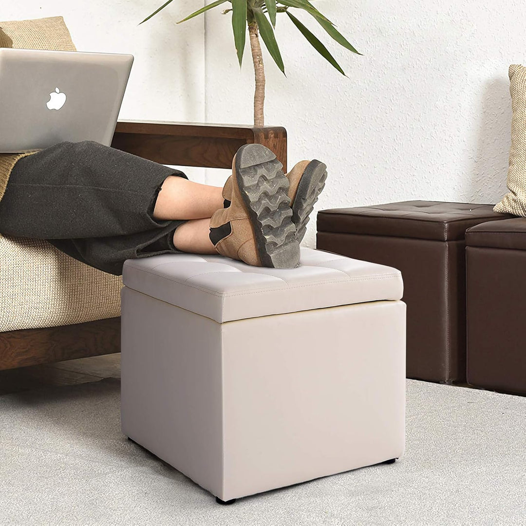 GIANTEX Sitzhocker mit Stauraum, Sitzwürfel Sitzbox auS PU, Sitztruhe Sitzcube Aufbewahrungsbox Fuss
