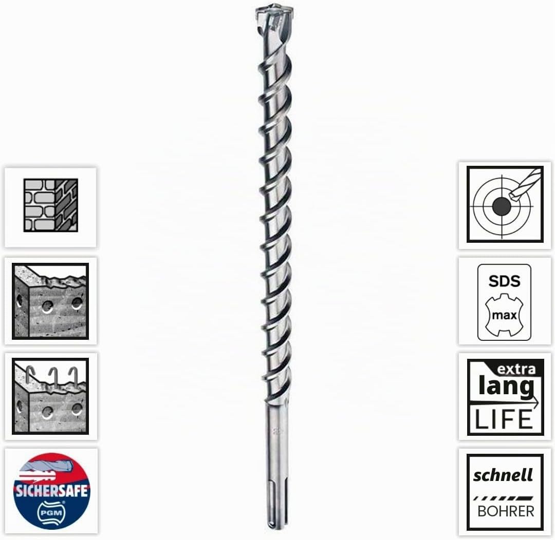 Bosch Hammerbohrer SDS max-8X (Masse 20x400x520 mm, Bohrer für Beton und Normalbeton) 2608578627, Ø