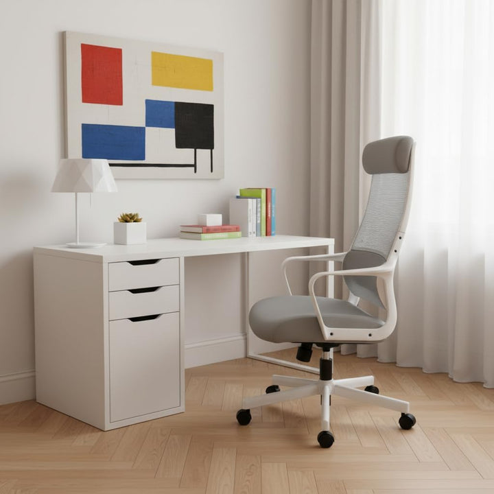 MELOKEA Bürostuhl ergonomisch, Schreibtischstuhl mit Höhenverstellung, Bürostuhl 150kg Grau