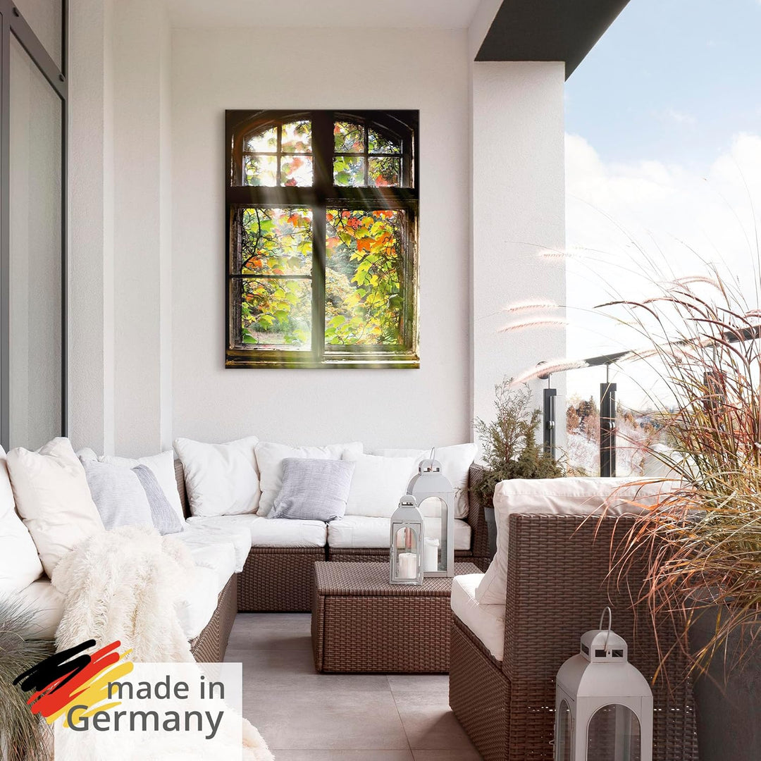 ARTland Wandbild Alu Verbundplatte für Innen & Outdoor Bild 45x60 cm Fensterblick Fenster Herbst Nat