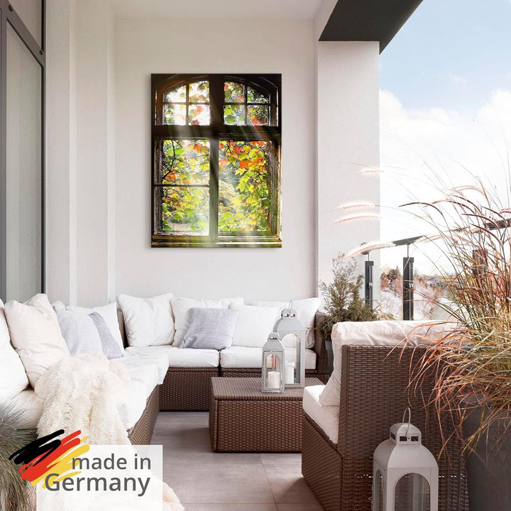 ARTland Wandbild Alu Verbundplatte für Innen & Outdoor Bild 45x60 cm Fensterblick Fenster Herbst Nat