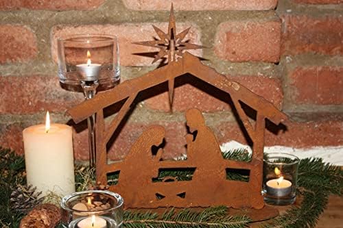 Rostikal Weihnachtskrippe 30 cm Edelrost Gartendeko Rost Metall Krippe Deko Wohnzimmer