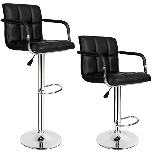 Flyelf 2 x Barhocker schwarz mit lehne und Armlehnen,höhenverstellbar 54,5-75,5cm