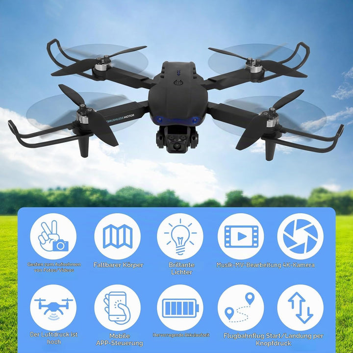 Drohne mit Kamera 1080P HD für Kinder, WiFi FPV Drone für Anfänger, RC Quadcopter mit 2 Akku, Schwer