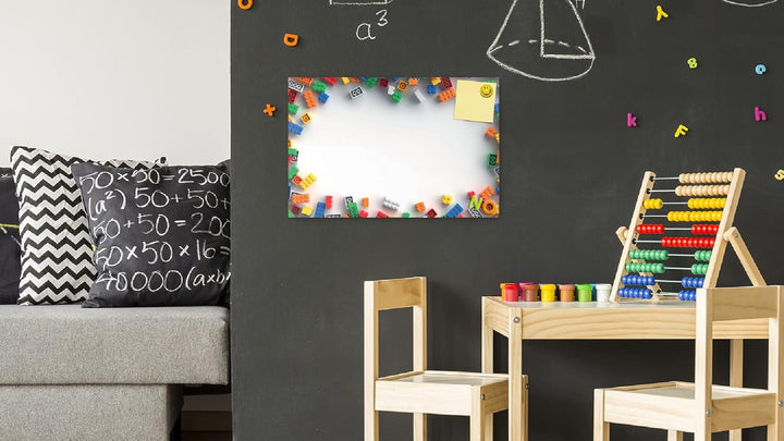 ALLboards Metallische Magnettafel BAUSTEINE 90x60cm MetalBoards Memoboard für jede Art von Magneten