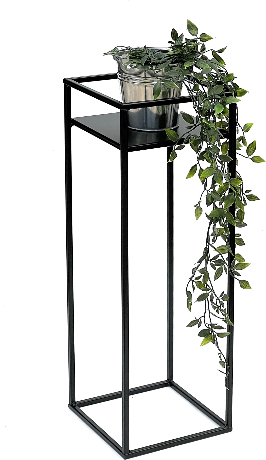 DanDiBo Blumenhocker Metall Schwarz Eckig 62 cm Blumenständer Beistelltisch 453 Blumensäule Modern P