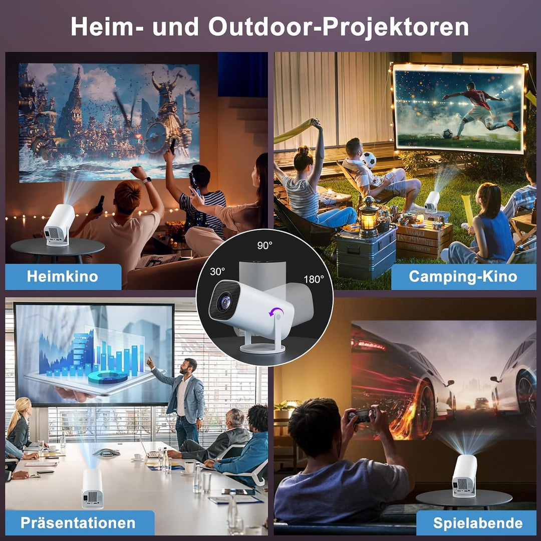 Mini Beamer, Smart Projektor Full HD 1080P, Klein Beamer Heimkino mit WiFi 6 und Bluetooth 5.2, Unte