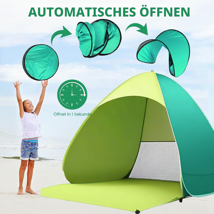 dellyy Pop Up Beach Tent UV Baby, UPF 50+, Tent Travel bietet Platz für 2-3 Personen, Beach Shelter