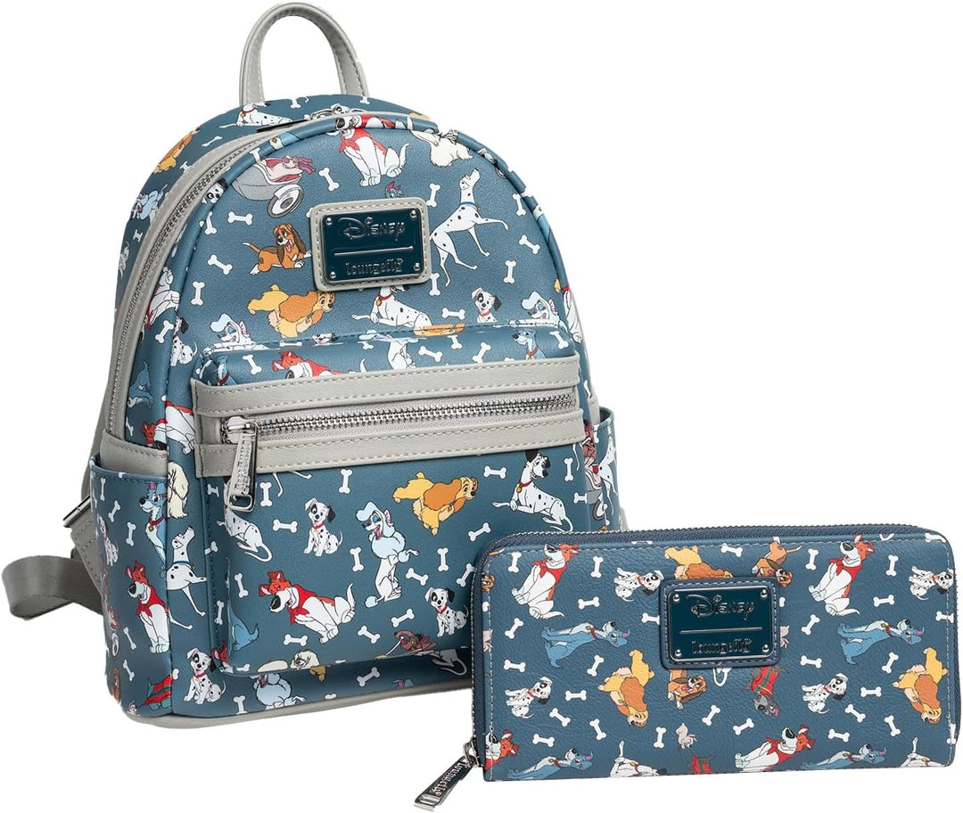 Loungefly Disney Dogs Geldbörse mit Reissverschluss und Clutch, Kunstleder, grau, Einheitsgrösse,, G