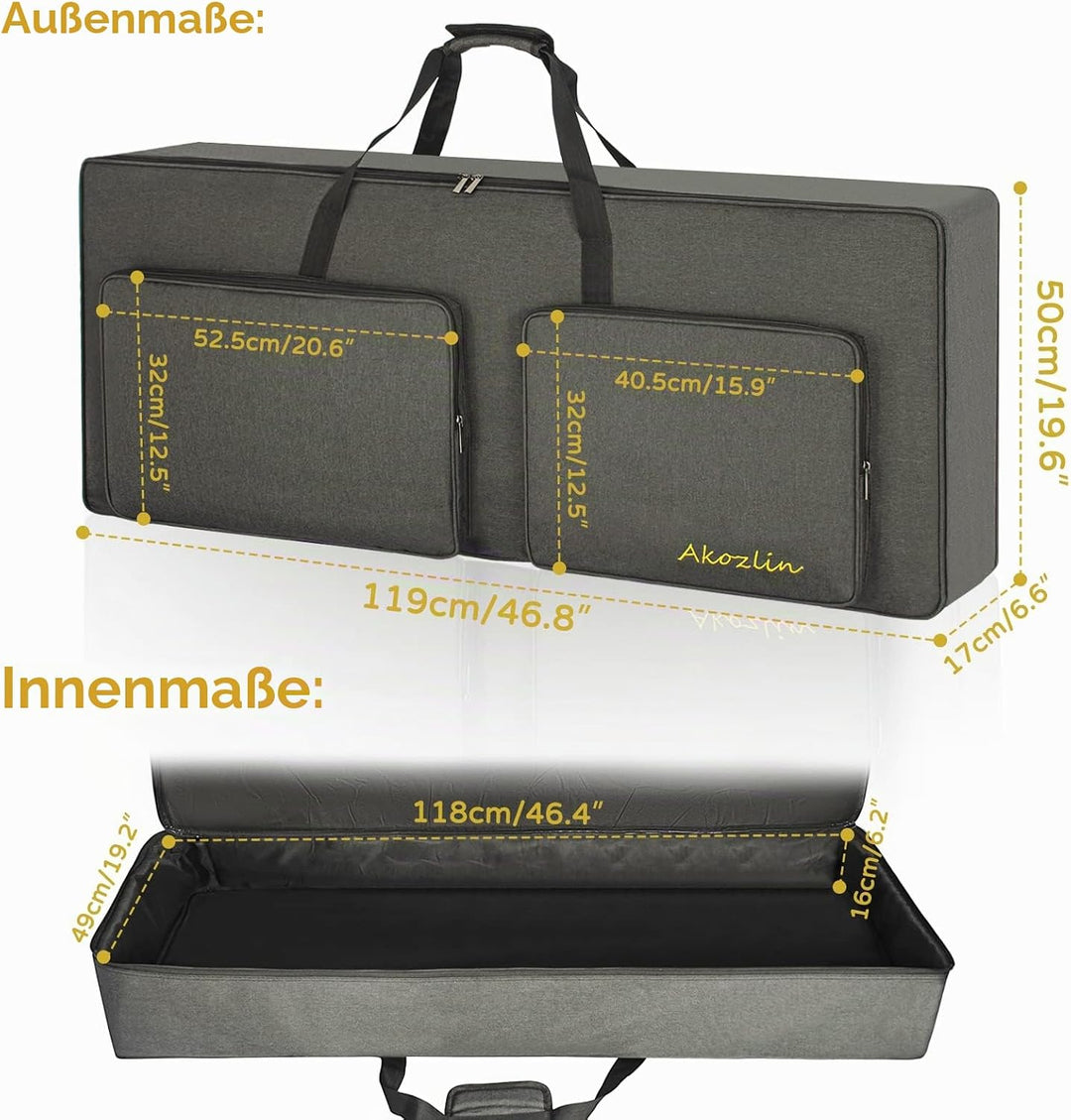 AKOZLIN Tasche für 76 Tasten, tragbar, langlebig, gepolstert, universal, wasserdicht, Oxford-Stoff,