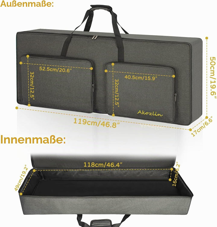 AKOZLIN Tasche für 76 Tasten, tragbar, langlebig, gepolstert, universal, wasserdicht, Oxford-Stoff,