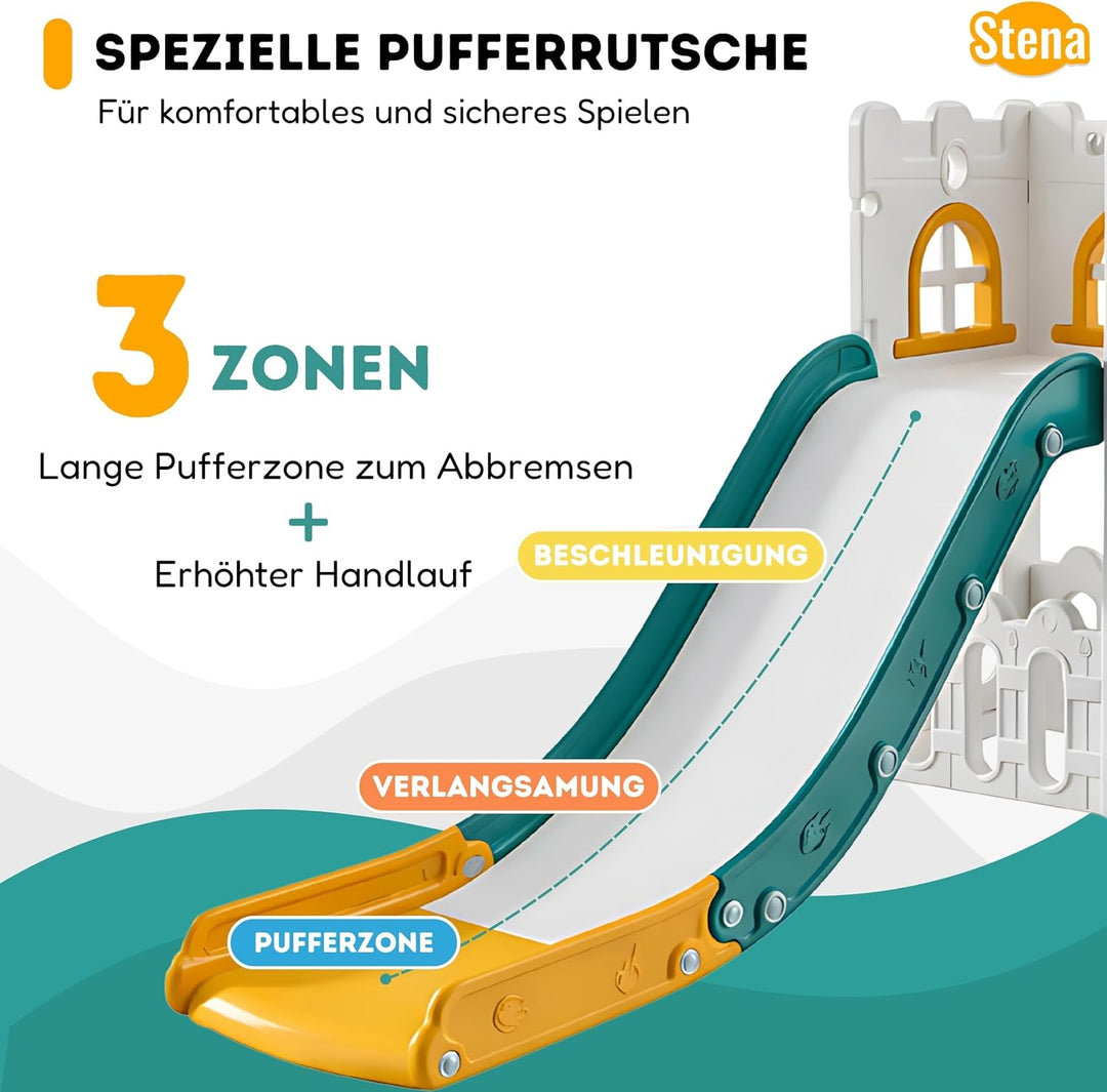 Stena Spielhaus mit Rutsche, Basketballkorb, Ball &amp; Spielzeug-Teleskop - Indoor &amp; Outdoor - Spieltur