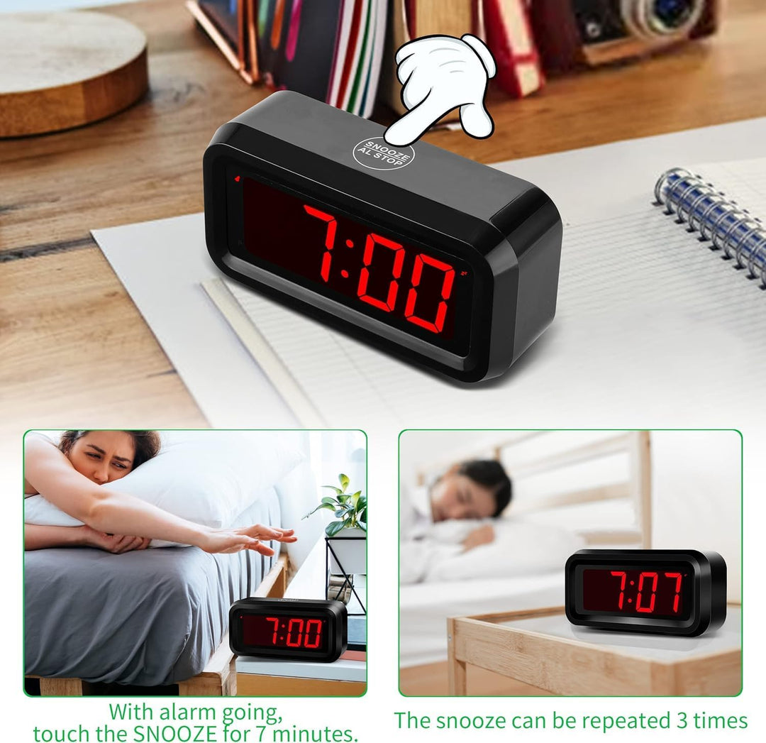 KWANWA Schreibtisch/Nachttisch/Wand Digital LED Alarm Uhr mit Big 3 cm LED Time Display, AA Batterie