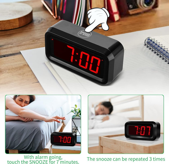 KWANWA Schreibtisch/Nachttisch/Wand Digital LED Alarm Uhr mit Big 3 cm LED Time Display, AA Batterie
