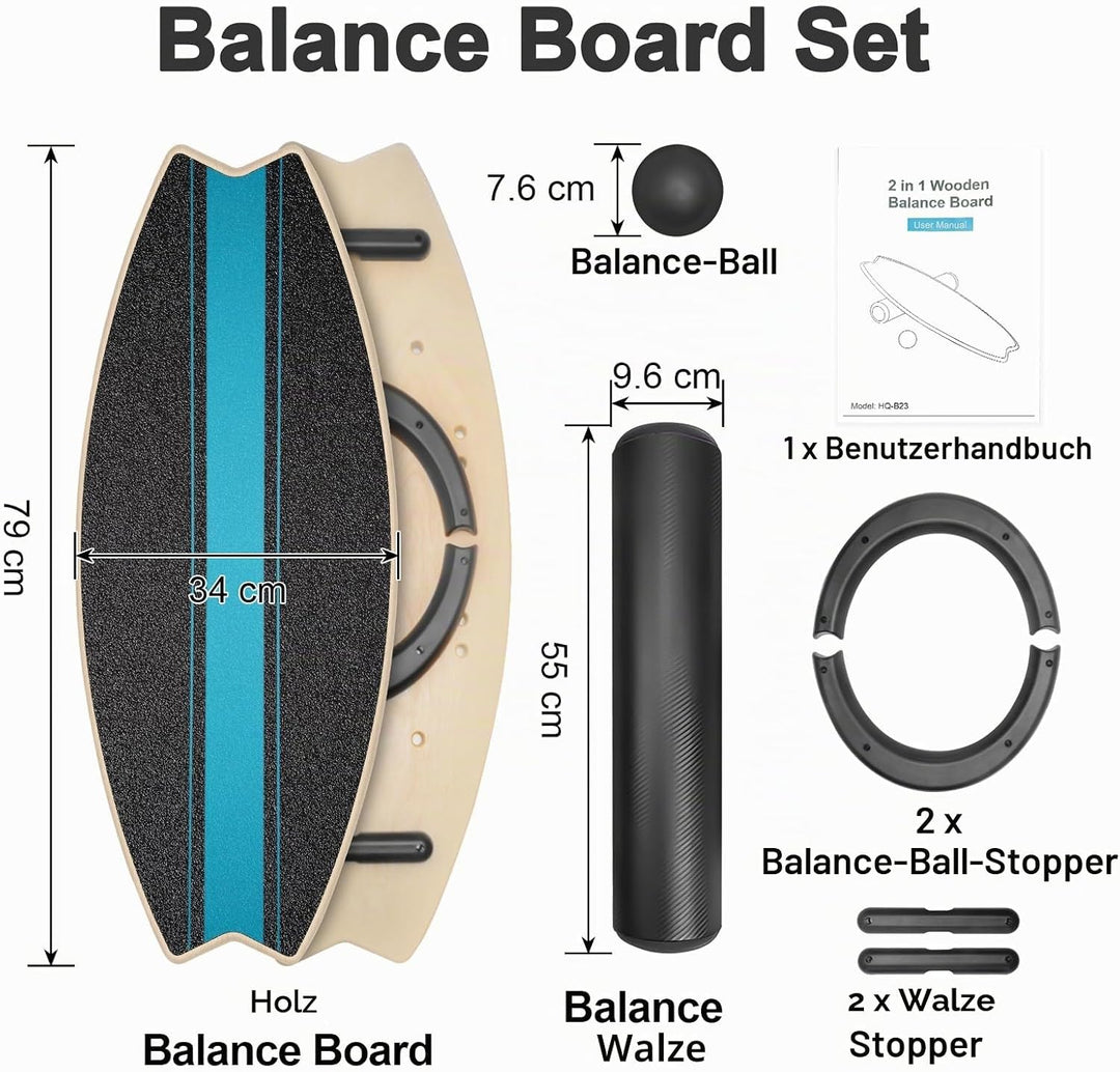 Diesisa Balance Board Erwachsene: 7-in-1 Balance boards Wackelbrett - Holz Balance Board Set Mit Rol
