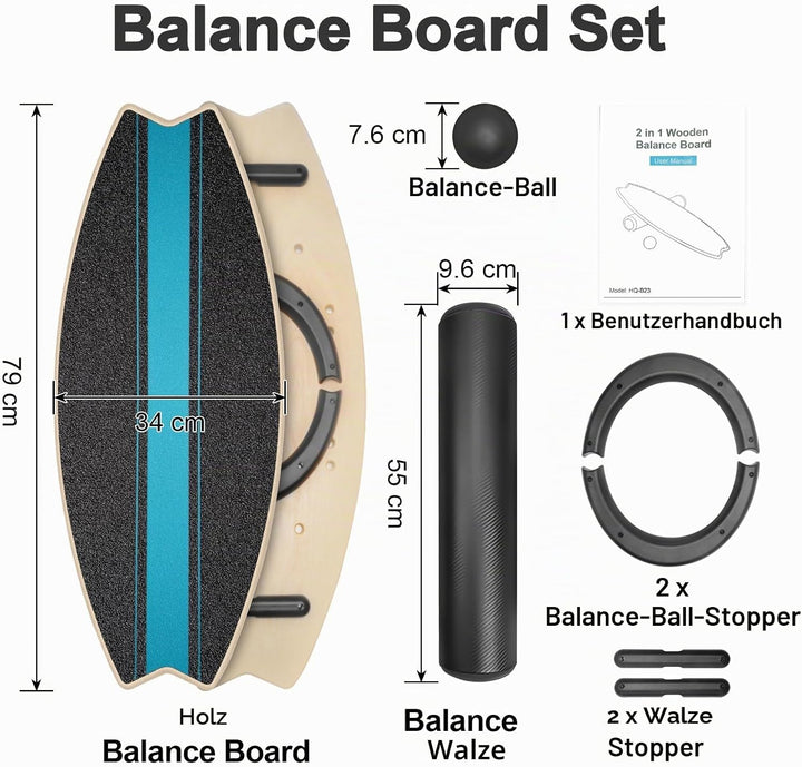 Diesisa Balance Board Erwachsene: 7-in-1 Balance boards Wackelbrett - Holz Balance Board Set Mit Rol