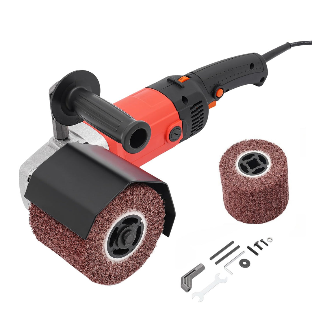 Satiniermaschine Elektrisch, Bürstenschleifer Multischleifer mit 2 Walzen, 6-Gang Schleifer(600-3000