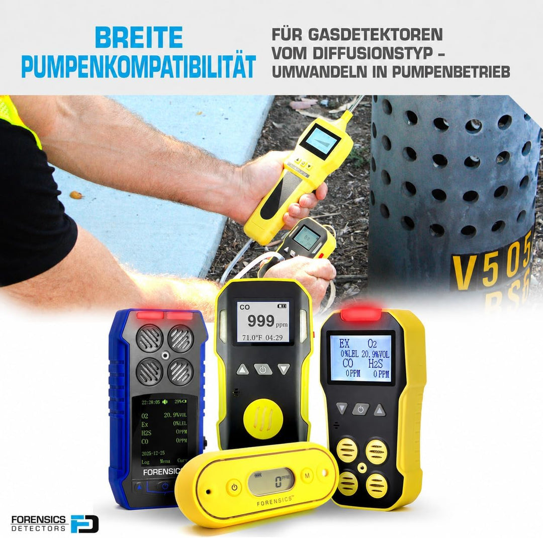 FoRENSICS Gasprobenpumpe aus Edelstahl, für Gasmelder und Messgeräte geeignet, Durchflussmenge: 0,5