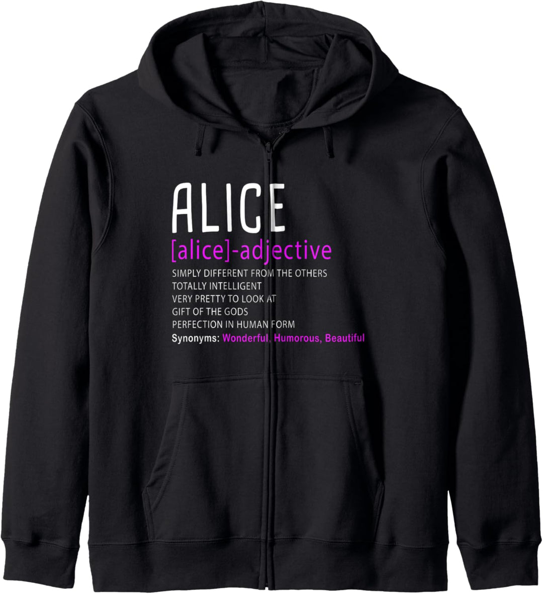 Personalisierte Name Beschreibung Alice Kapuzenjacke