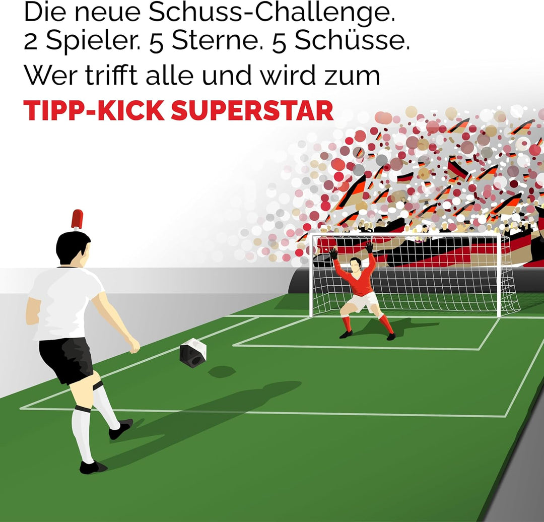 TIPP-KICK Spiel Superstar Deutschland Edition Fussball-Set mit Filz-Spielfeld (63x22cm) – Challenge