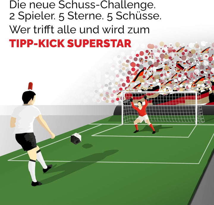 TIPP-KICK Spiel Superstar Deutschland Edition Fussball-Set mit Filz-Spielfeld (63x22cm) – Challenge