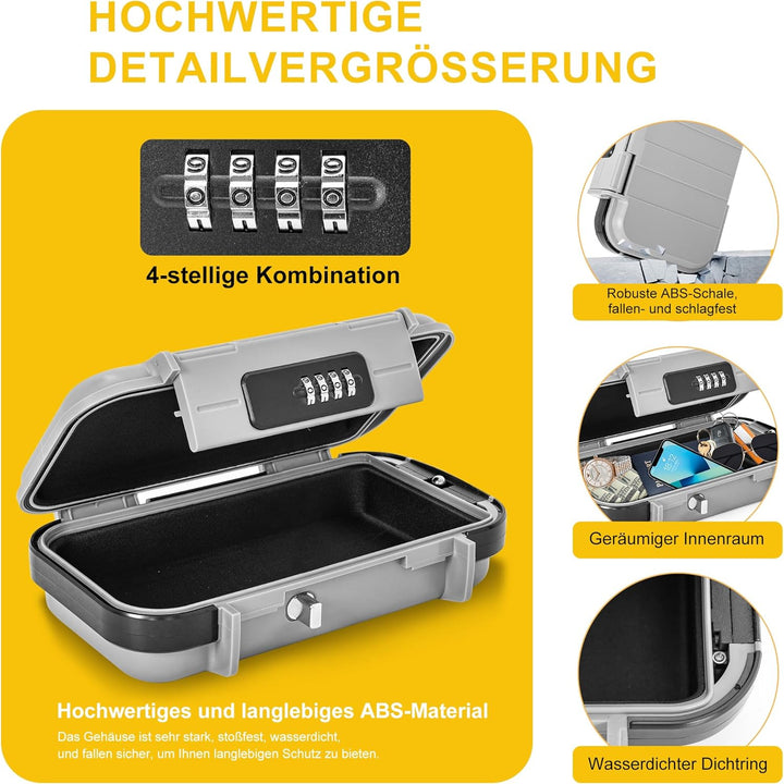 OUUTMEE Tragbare Tresor mit Zahlenschloss Strandsafe 24 x 14 x 5,8 cm Strandtresor zum Anketten,Geei