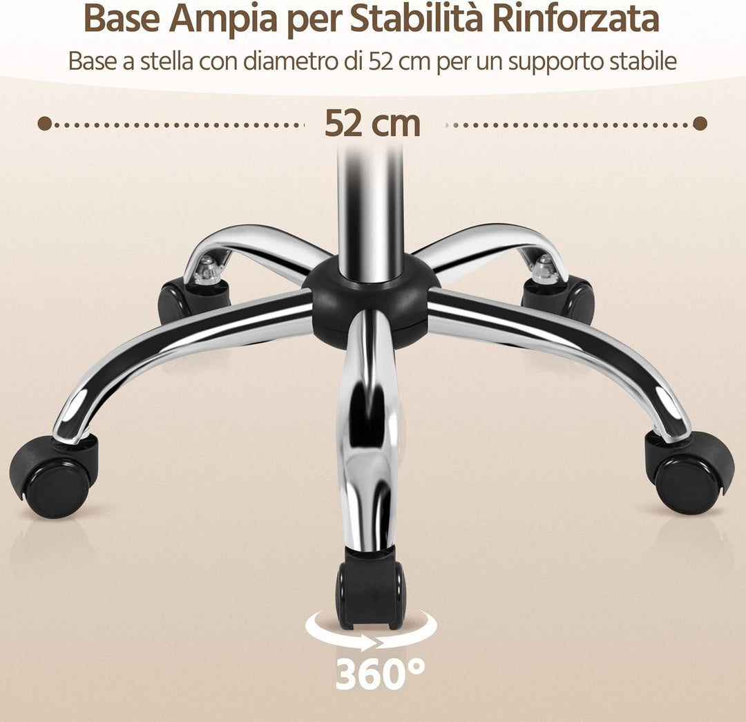 Yaheetech Rollhocker Arbeitshocker mit Rückenlehne Höhenverstellbarer 75.5-85cm,Drehhocker mit Rolle