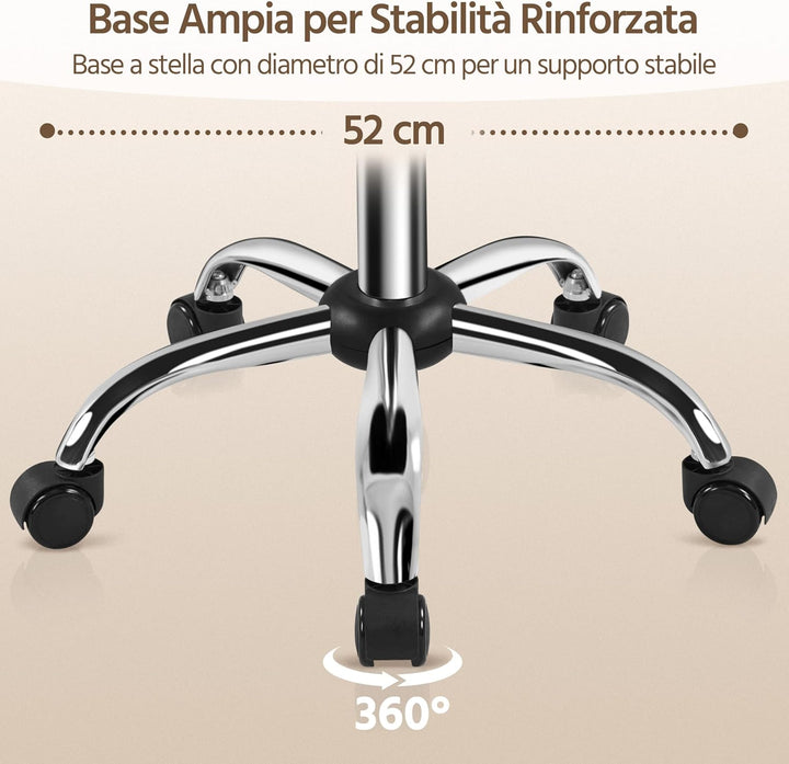 Yaheetech Rollhocker Arbeitshocker mit Rückenlehne Höhenverstellbarer 75.5-85cm,Drehhocker mit Rolle