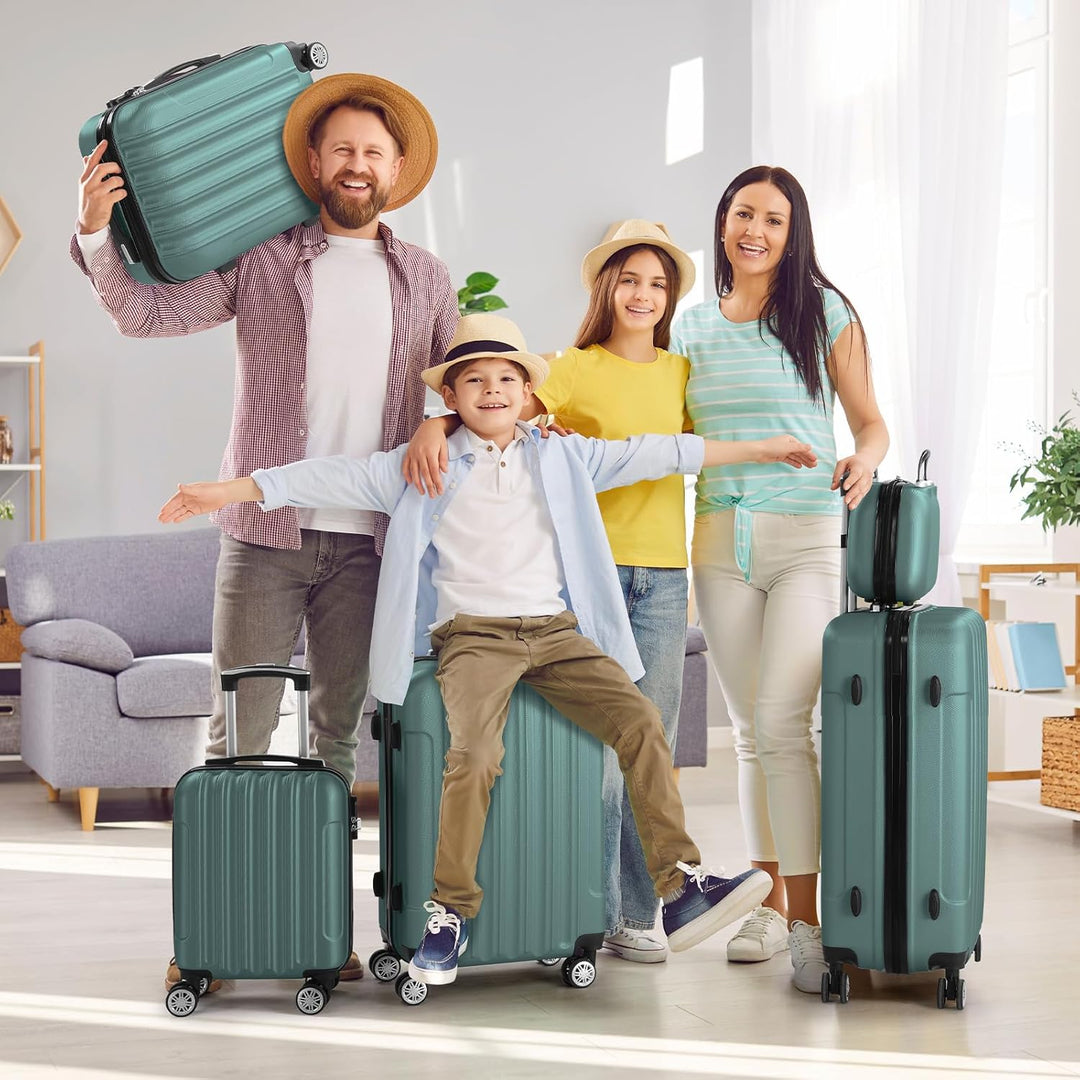 LALAHO Kofferset 5 teilig, Reisekoffer Set mit Kosmetikkoffer, Hartschalen Koffer Set aus ABS, Gepäc