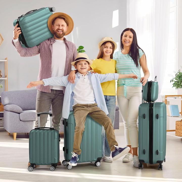 LALAHO Kofferset 5 teilig, Reisekoffer Set mit Kosmetikkoffer, Hartschalen Koffer Set aus ABS, Gepäc