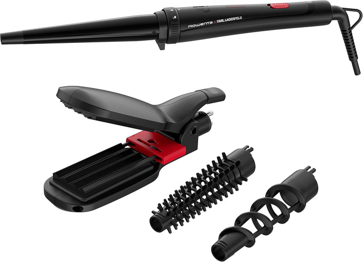 Rowenta x Karl Lagerfeld Looks Infinitos 9 in 1 CF422L- Haarglätter und Lockenstab, Lockenstab, heis