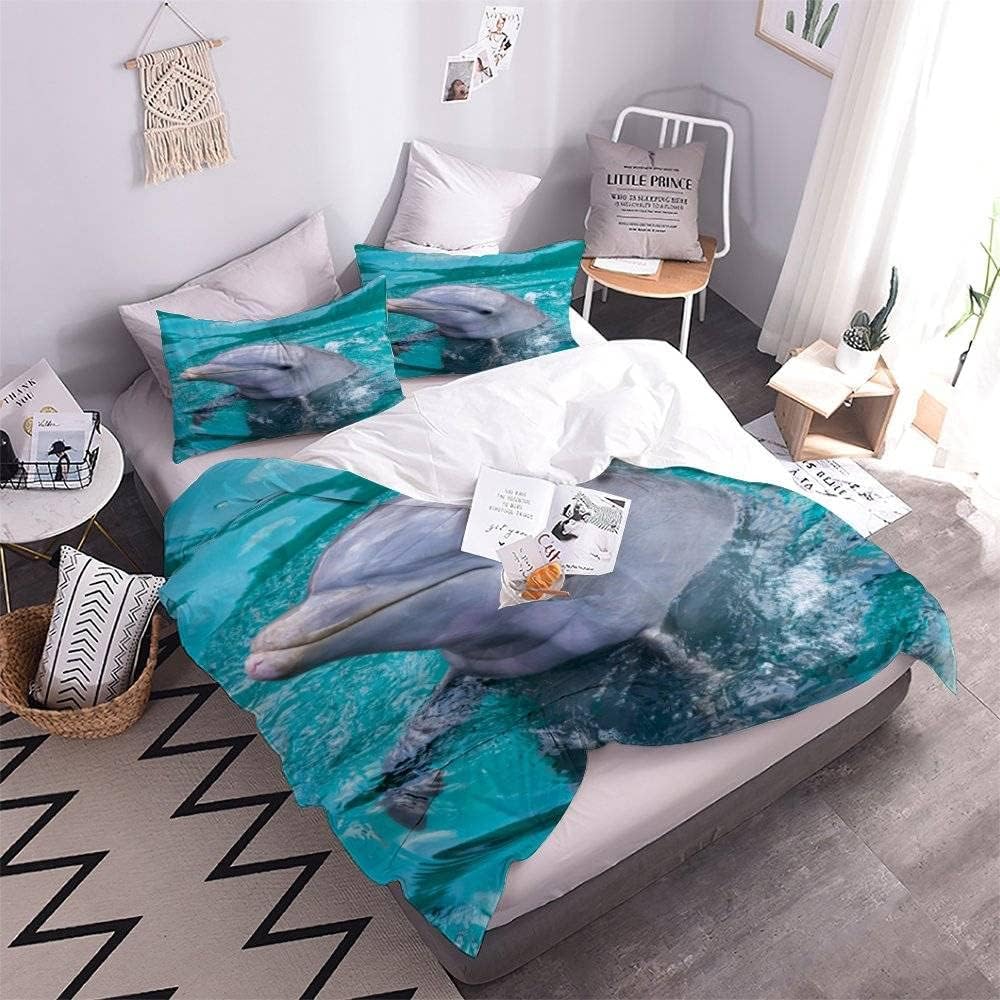 RFFLUX 3D Delfin Bettwäsche Set 135x200 cm 2teilig mit Reissverschluss Weiche und Angenehme Schlafko