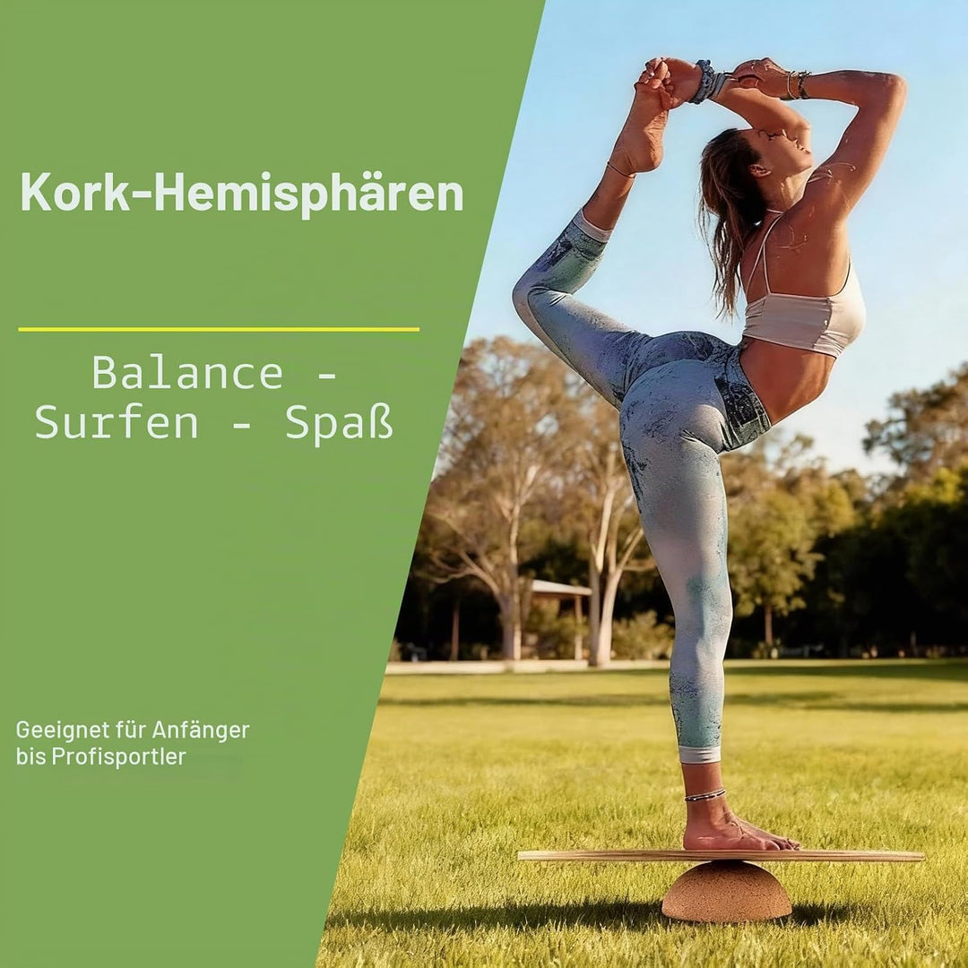 Balance Board Halbkugel aus Massivem Kork Balance Ball Halbkugel für Balance Boards, Für Yoga, Reha,