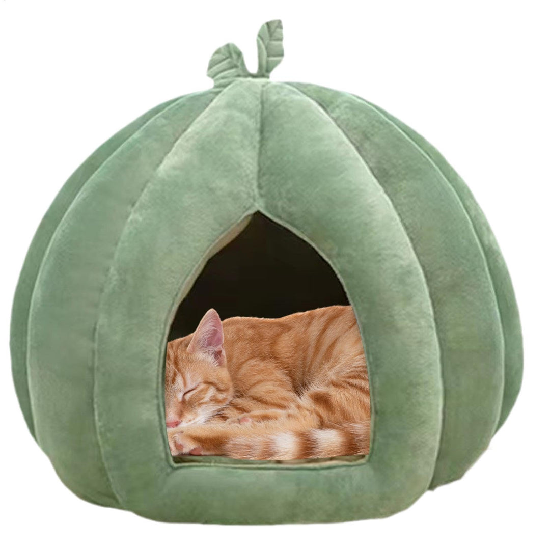 Kürbis Katzenbett - Kürbis Katzenhöhle, Haustierbett Halloween grün 45x45x40cm, grün 45x45x40cm