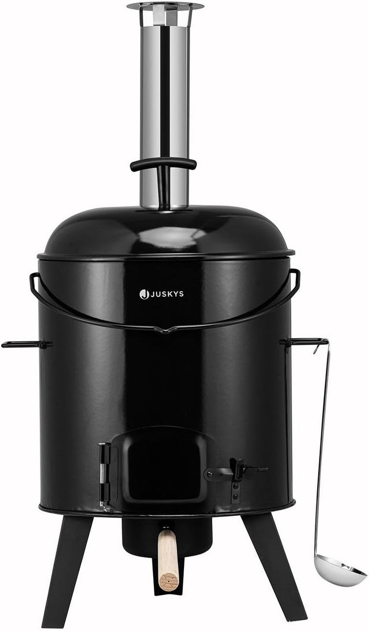 Juskys Gulaschkanone 17 Liter mit Kessel & Pfanne - Outdoor Ofen zum Kochen, Braten & Grillen - Gula