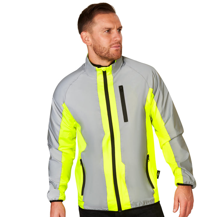 BTR Reflektierende Laufjacke und Fahrradjacke Herren mit Reflektor M Gelb, M Gelb