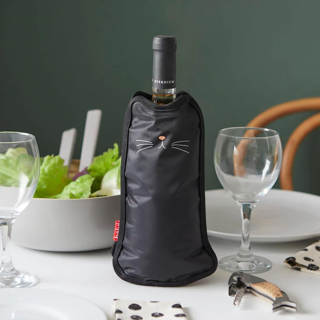 Balvi Weinkühler Meow Schwarz Farbe Chiller Hülse Katze förmigen Flasche Wein Mit elastischen Bänder