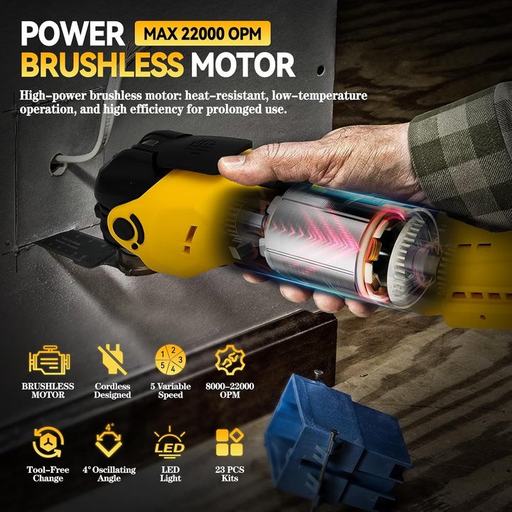 Akku Multifunktionswerkzeug für Dewalt 18-20V, Oszillationswerkzeug Akku Bürstenlos Motor Multitool