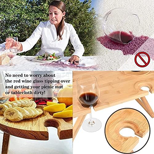 Klappbarer Tragbarer Outdoor Picknicktisch Aus Massivholz Wein und Käse Serviertisch Mit Stabiler Ab